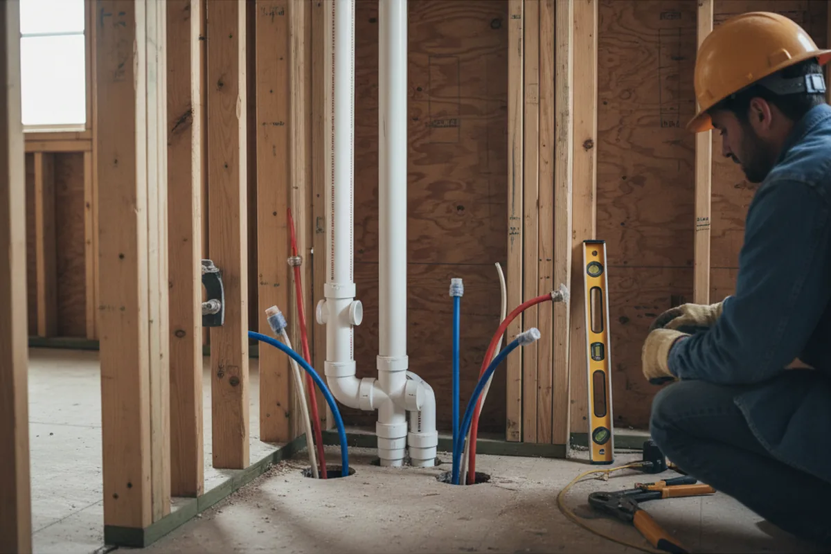 Drain and supply rough-in during Sump Pump Repair in Greenbrier